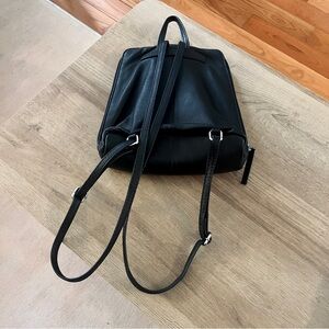 ASOS Leather Look Small Zippered Backpack in Black - One Size